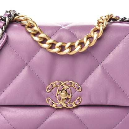 Chanel Goatskin Quilted Medium 19 Flap Violet Purple 9 of 10