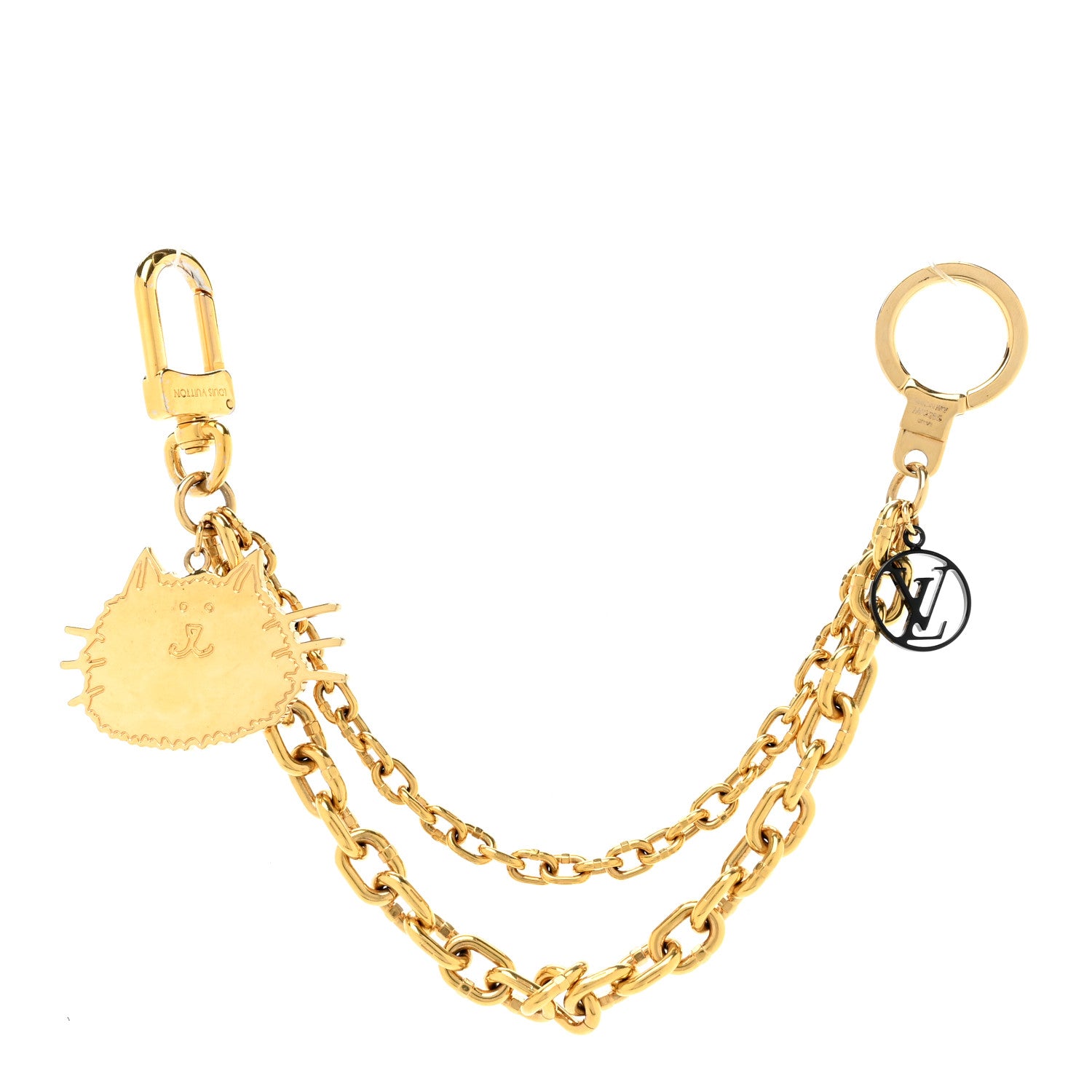 Louis Vuitton Catogram Flying Cat Bag Charm Chain Gold Black 1 of 4