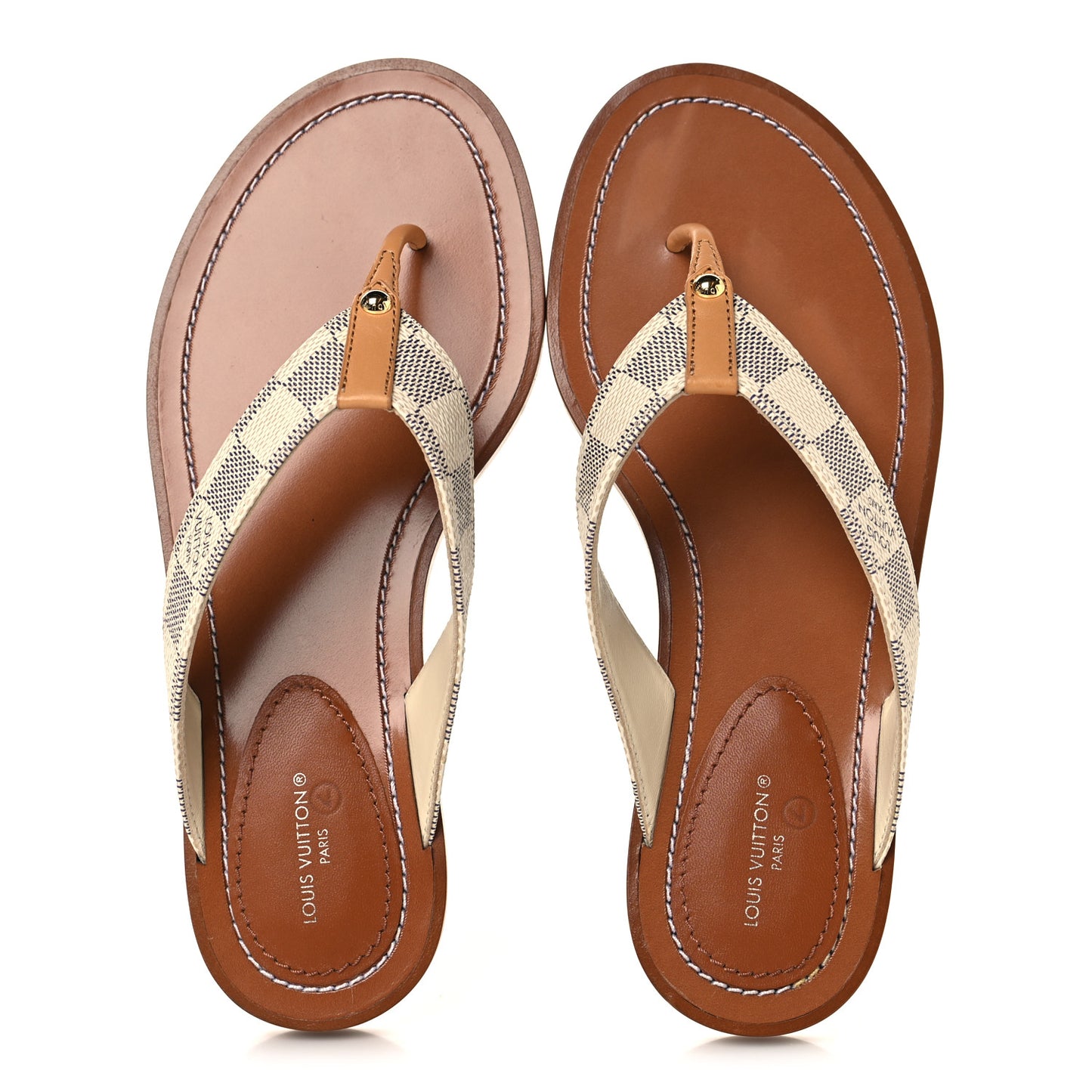 Damier Azur Sunny Flat Thong Sandals 37.5