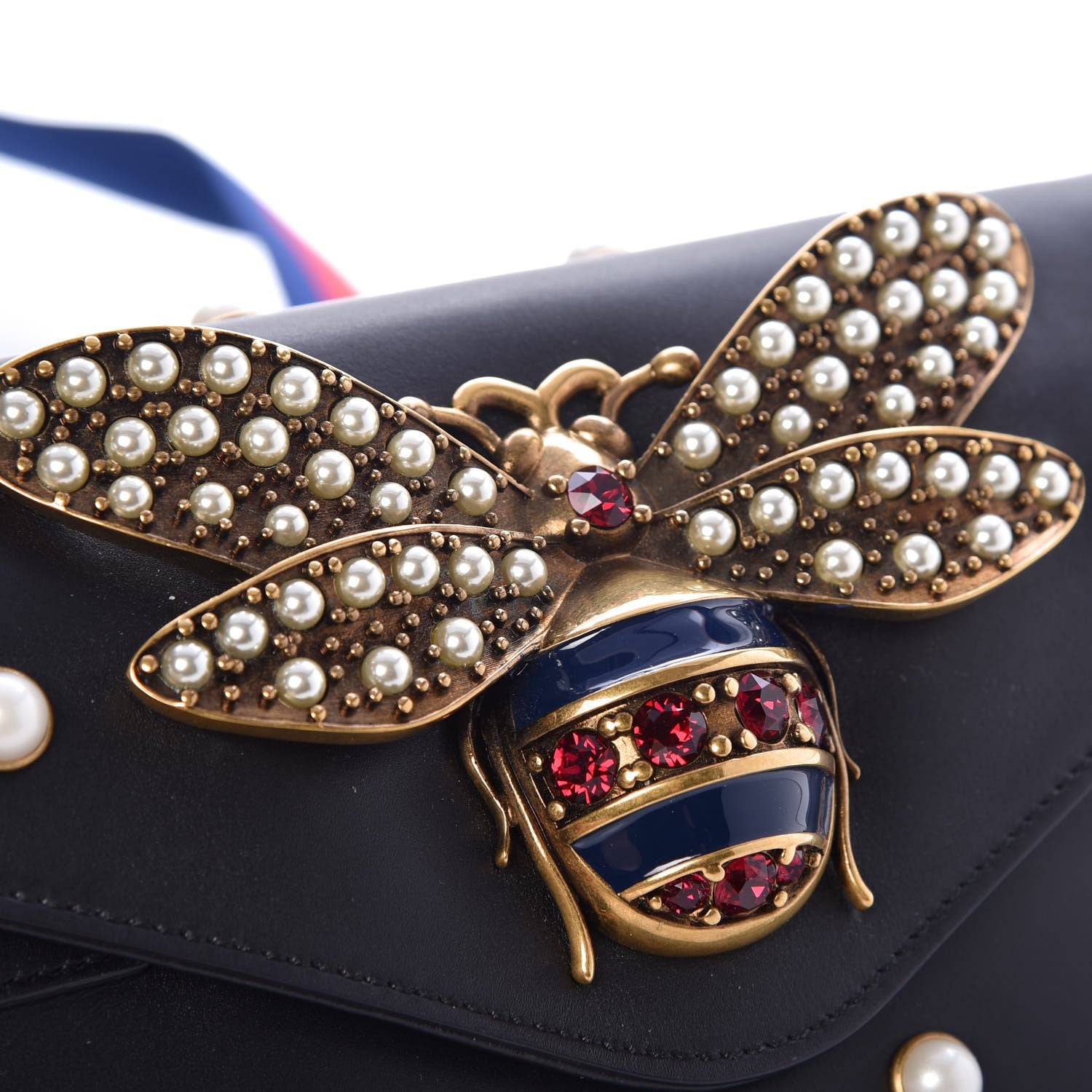 Gucci Nappa Pearl Studded Mini Queen Margaret Broadway Shoulder Bag Black 8 of 8