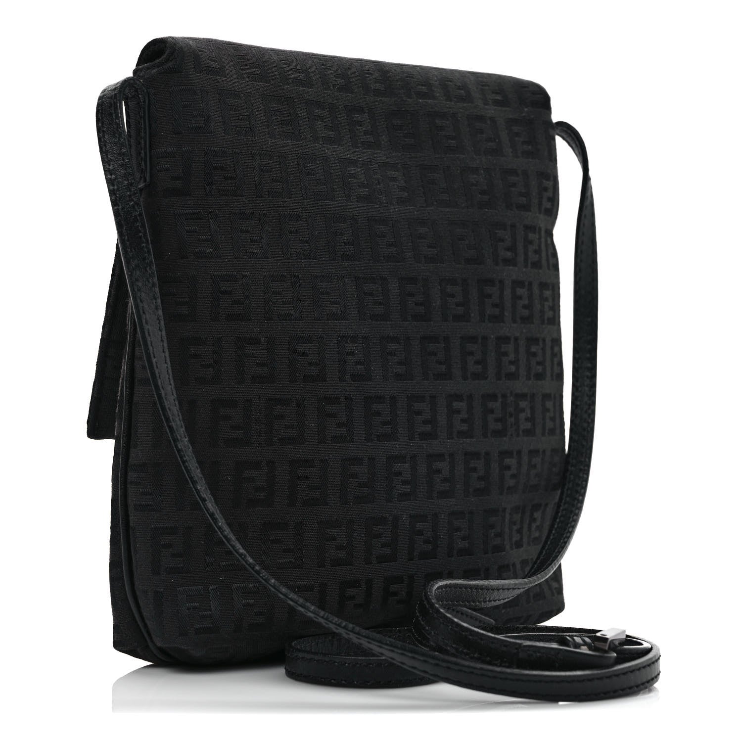 Fendi Zucchino Tube Messenger Bag Black 2 of 7