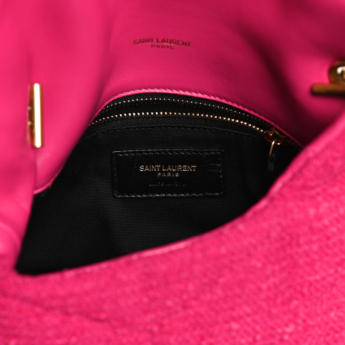 Boucle Tweed Quilted Toy Loulou Puffer Monogram Chain Satchel Magenta