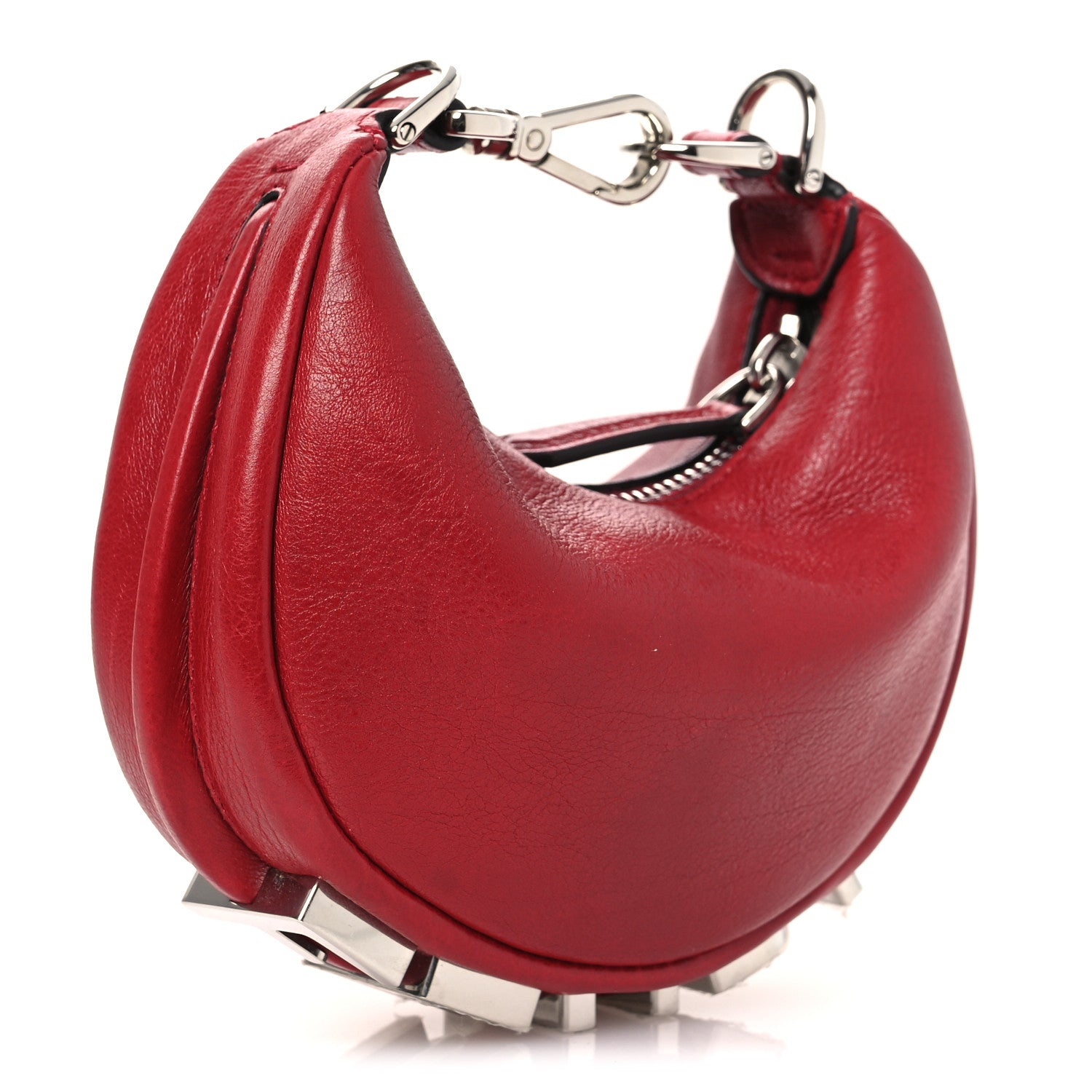 Fendi Vitello Grace New Matte Nano Fendigraphy Hobo Charm Scarlet Sage 3 of 11