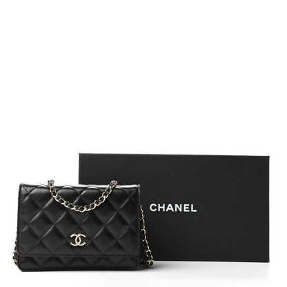Chanel Lambskin Quilted Mini Camellia Bow Wallet On Chain WOC Black 10 of 10