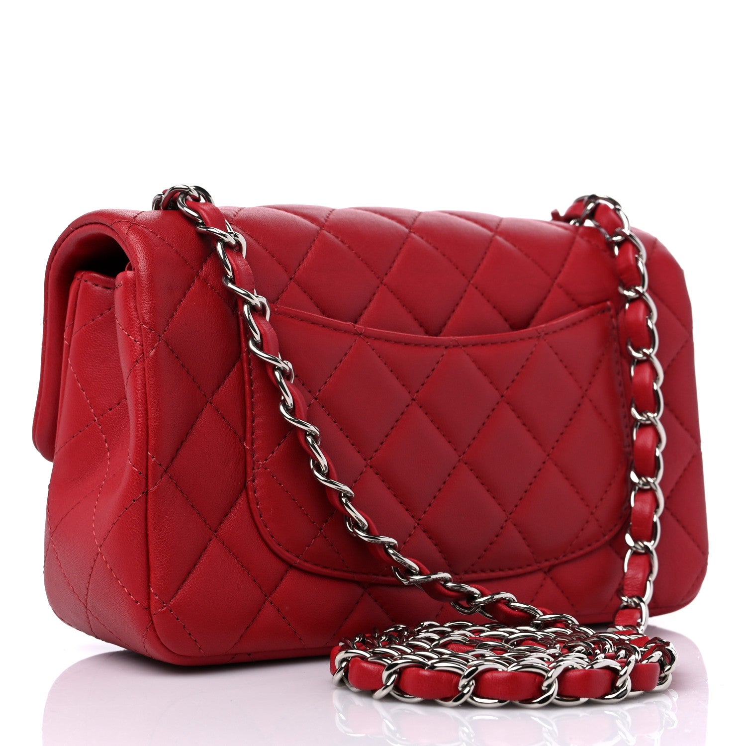 Chanel Lambskin Quilted Mini Rectangular Flap Red 2 of 9