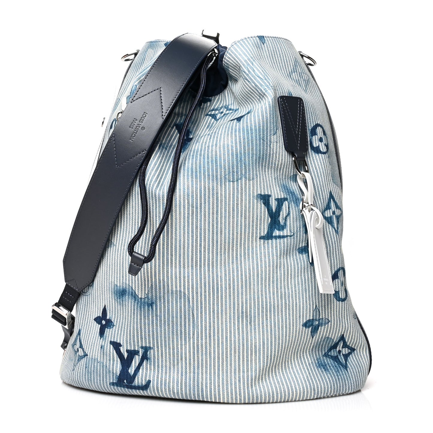 Hickory Stripes Denim Monogram Watercolor Sac Marin Blue