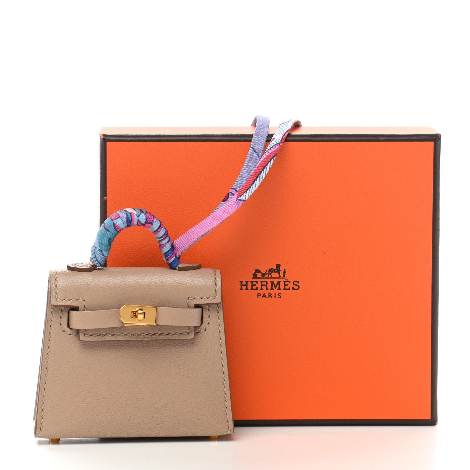 Hermes Tadelakt Mini Kelly Twilly Bag Charm Argile 6 of 6