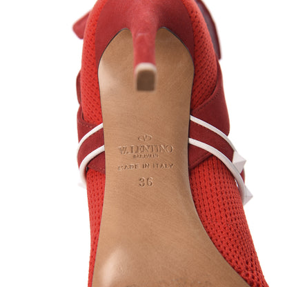 Valentino Garavani Knit Suede Free Rockstud Bodytech 105mm Ankle Boots 36 Rosso Valentino Optic White 6 of 8