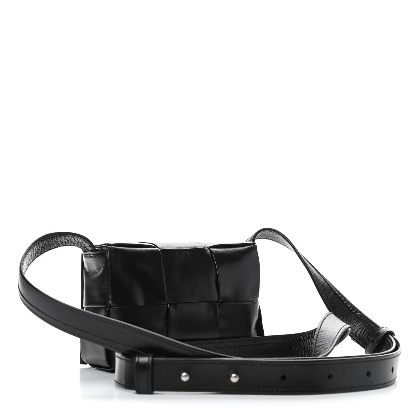 Paper Calfskin Maxi Intreccio Extra Mini Cassette Crossbody Bag Black