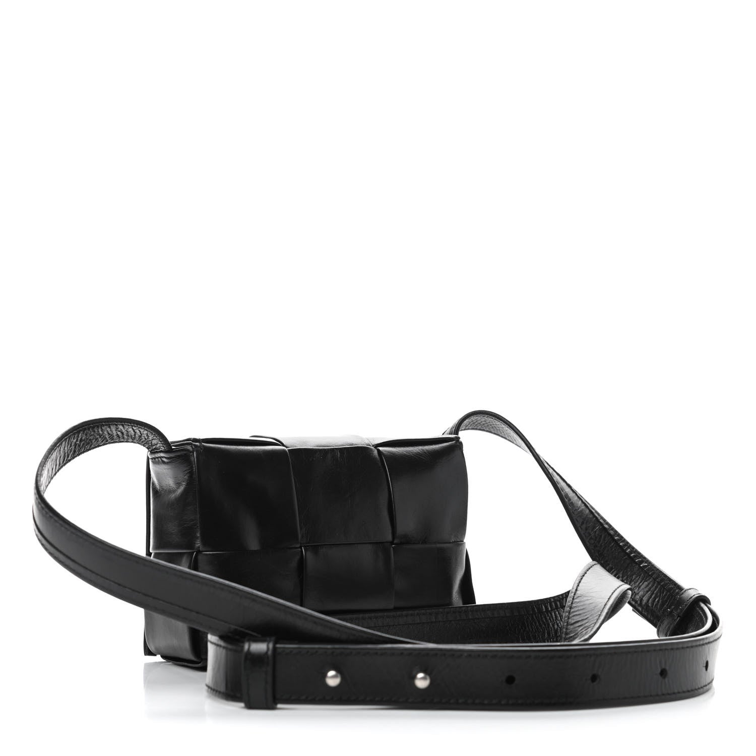 Bottega Veneta Paper Calfskin Maxi Intreccio Extra Mini Cassette Crossbody Bag Black 2 of 4