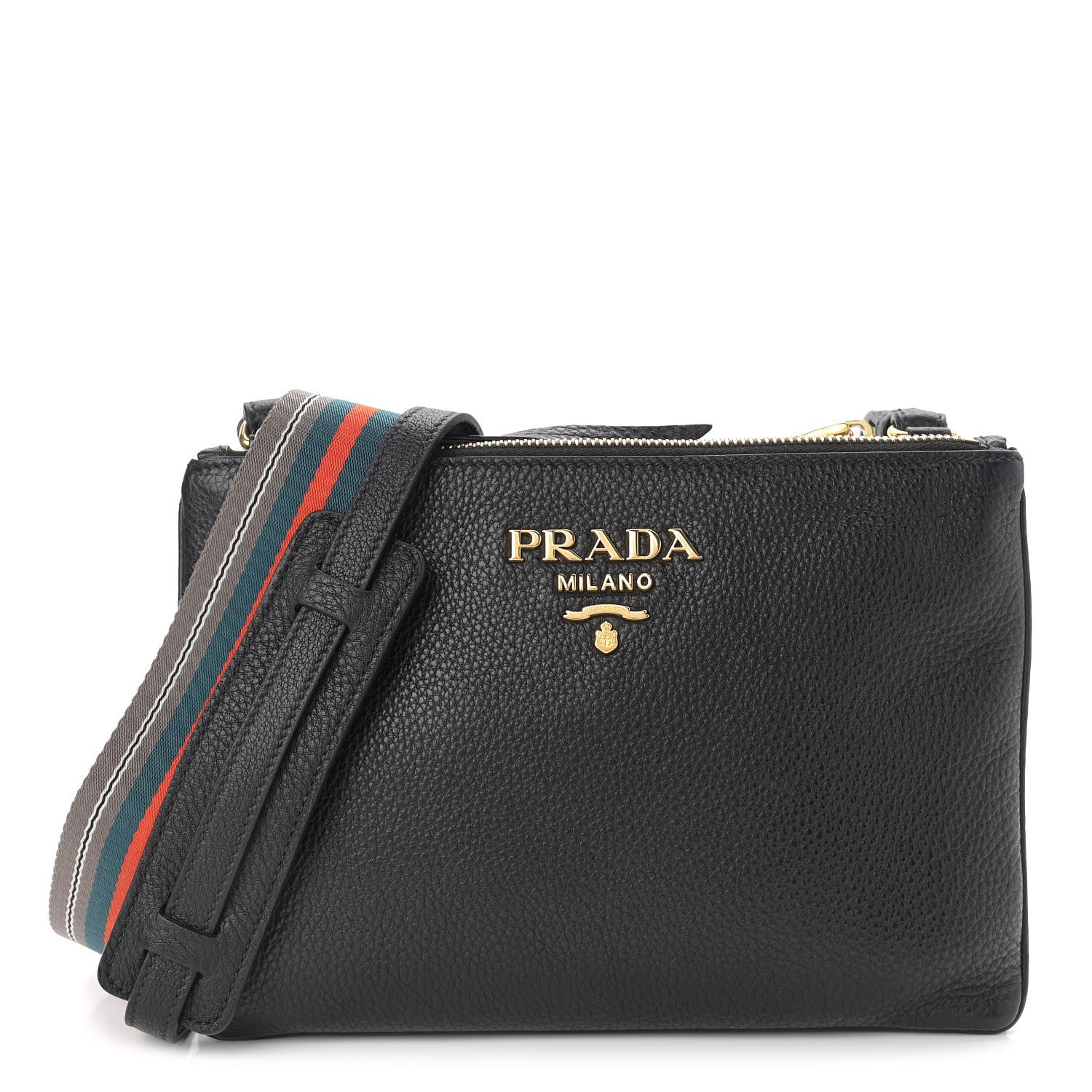 Prada Vitello Phenix Double Zip Crossbody Bag Black 1 of 11