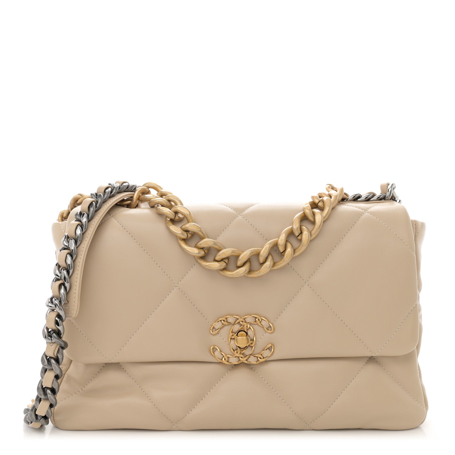 Chanel Lambskin Quilted Large Chanel 19 Flap Beige 1 of 11