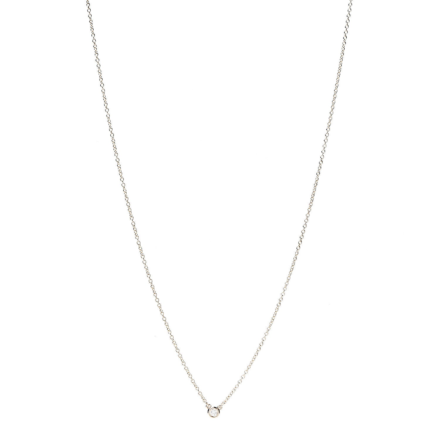 Tiffany 18K Rose Gold Diamond .03ct Elsa Peretti Diamonds by the Yard Pendant Necklace 1 of 4