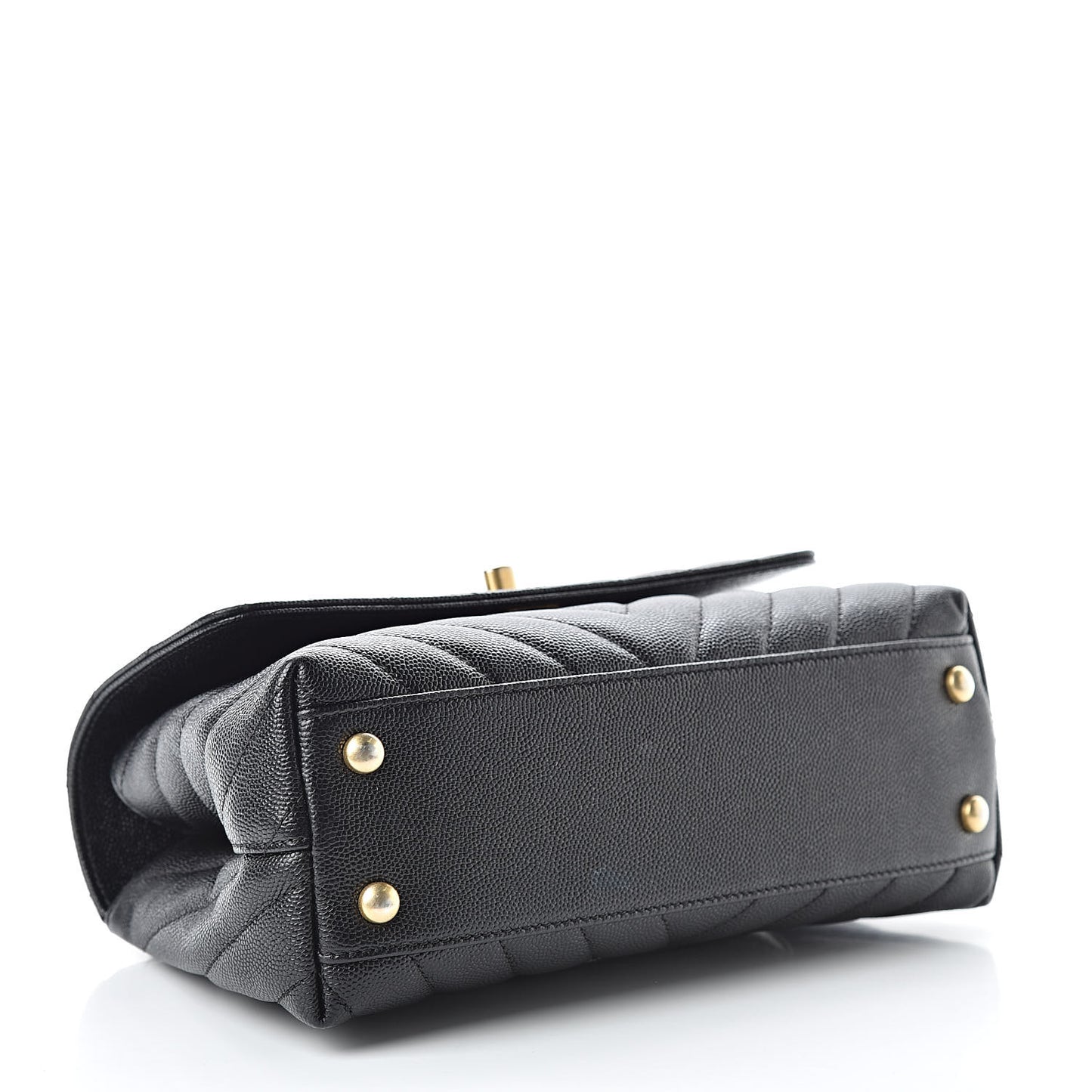 Caviar Chevron Quilted Mini Coco Handle Flap Black