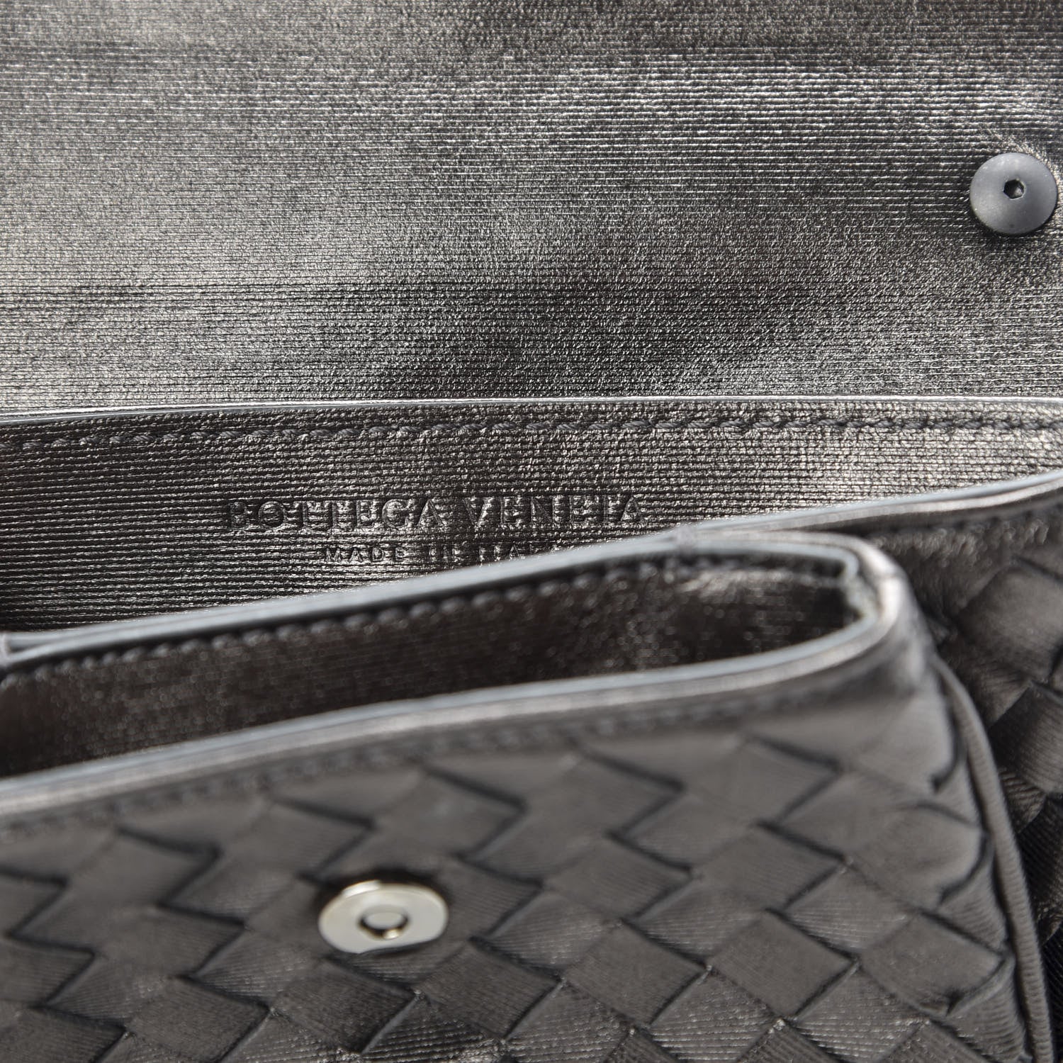 Bottega Veneta Nappa Intrecciato Front Pocket Flap With Chain Dark Silver 9 of 9
