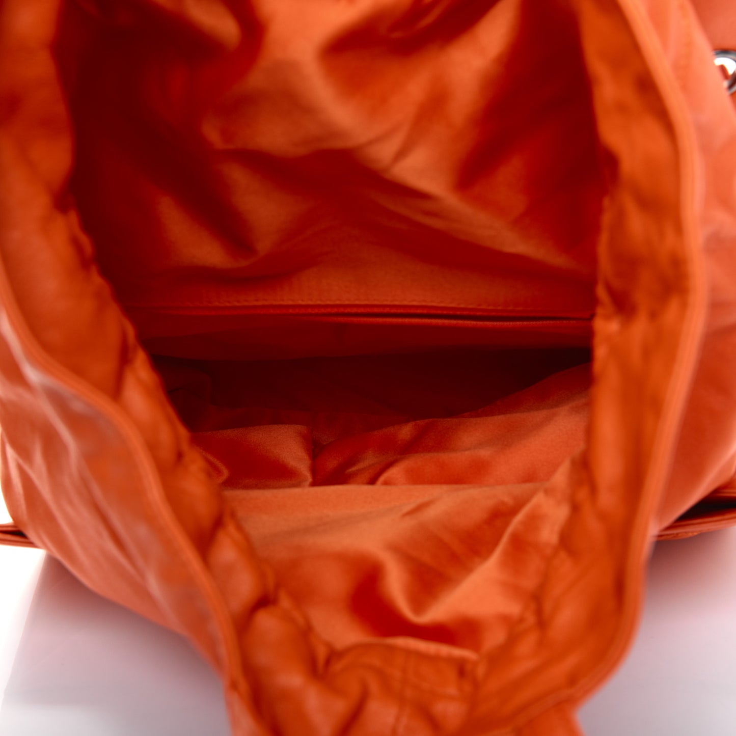 Lambskin Quilted Jumbo Grocery By Chanel Drawstring Shopping Bag Orange