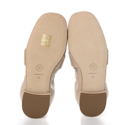 Chanel Laminated Lambskin Womens Quilted Elastic CC Moccasin Loafers 36 Beige 5 of 9
