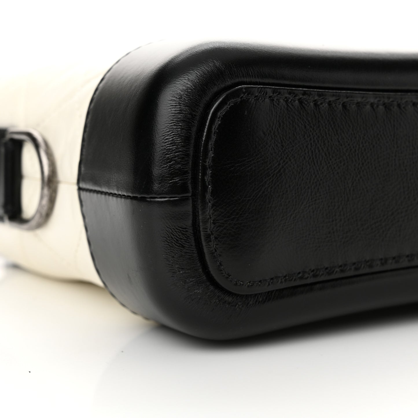 Aged Calfskin Quilted Small Gabrielle Hobo Black White