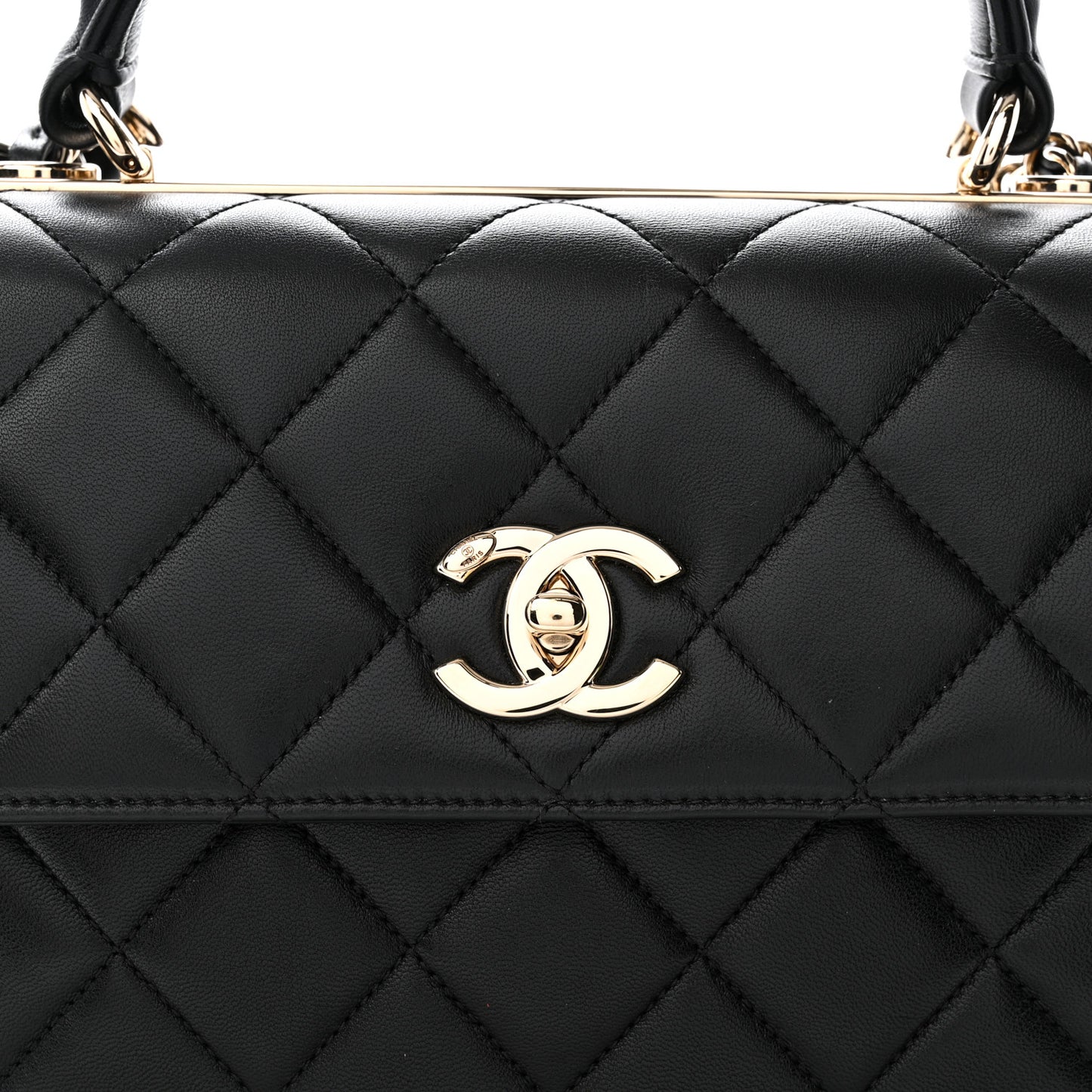 Lambskin Quilted Small Trendy CC Dual Handle Flap Bag Black