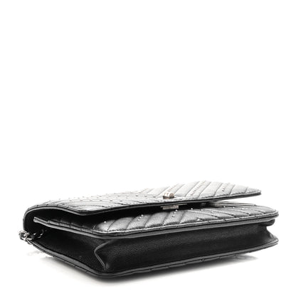 Chanel Sheepskin Chevron Quilted Studded Reissue Wallet On Chain WOC Black 4 of 12