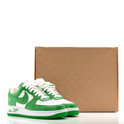 Louis Vuitton X NIKE AIR FORCE 1 Calfskin Monogram Mens Low Top Sneakers 8 Green 10 of 10