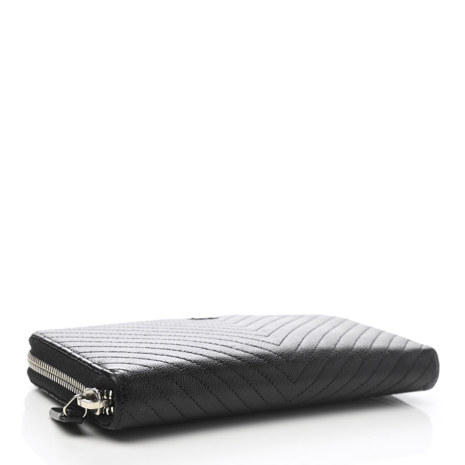 Chanel Caviar Chevron Quilted Large Gusset Zip Around Wallet Black 4 of 11