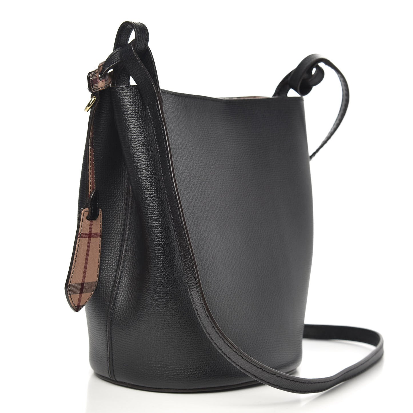 London Grainy Calfskin Small Lorne Bucket Crossbody Black