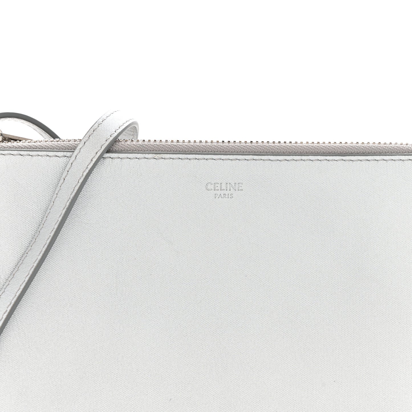 Metallic Lambskin Small Trio Crossbody Bag Silver