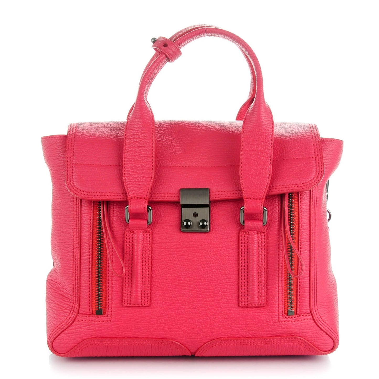 3.1 Textured Calfskin Medium Pashli Satchel Raspberry