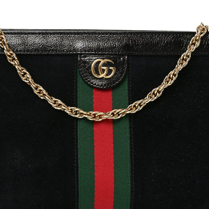 Gucci Suede Patent GG Web Medium Ophidia Chain Shoulder Bag Black 7 of 9