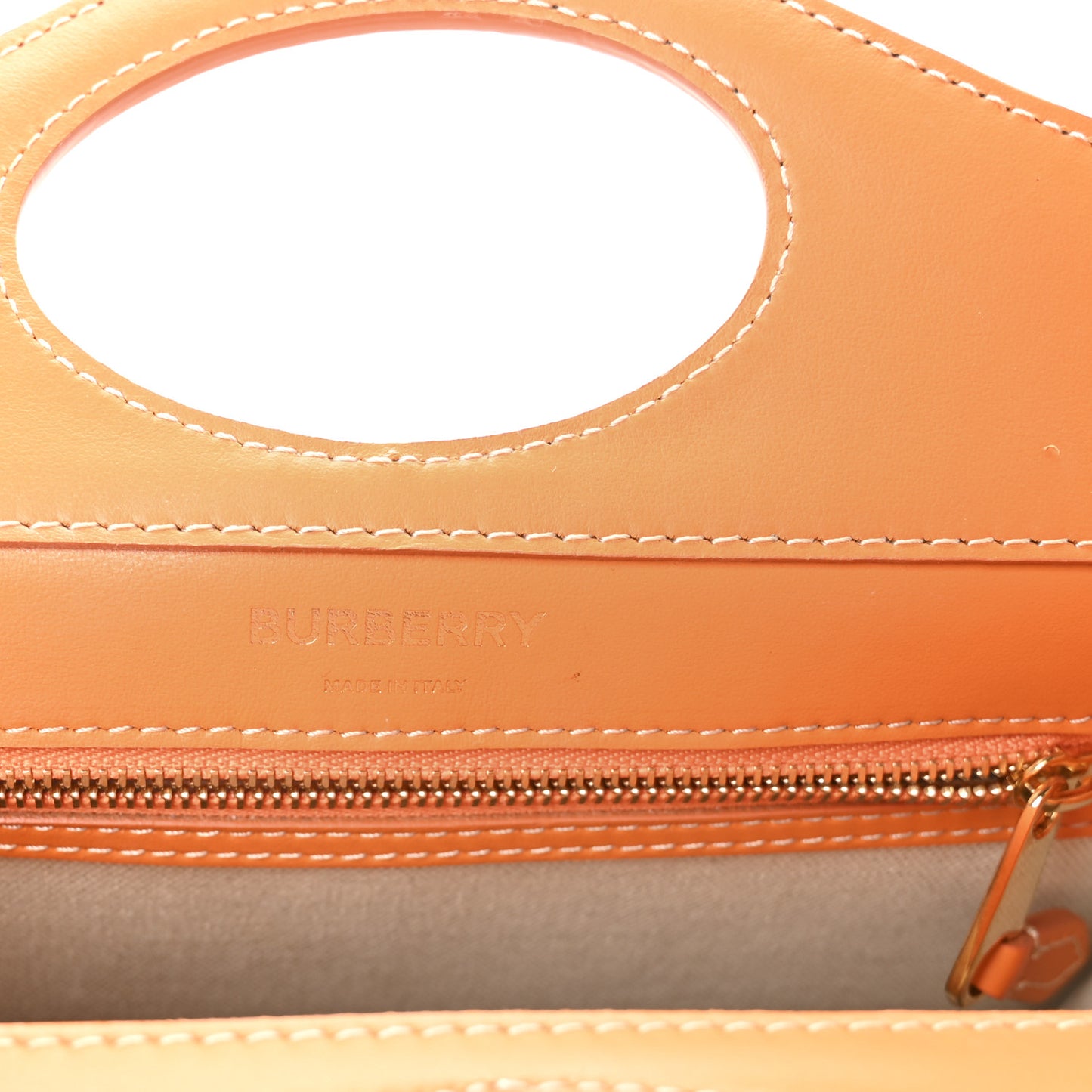Canvas Smooth Calfskin Two Tone Mini Pocket Bag Natural Orange