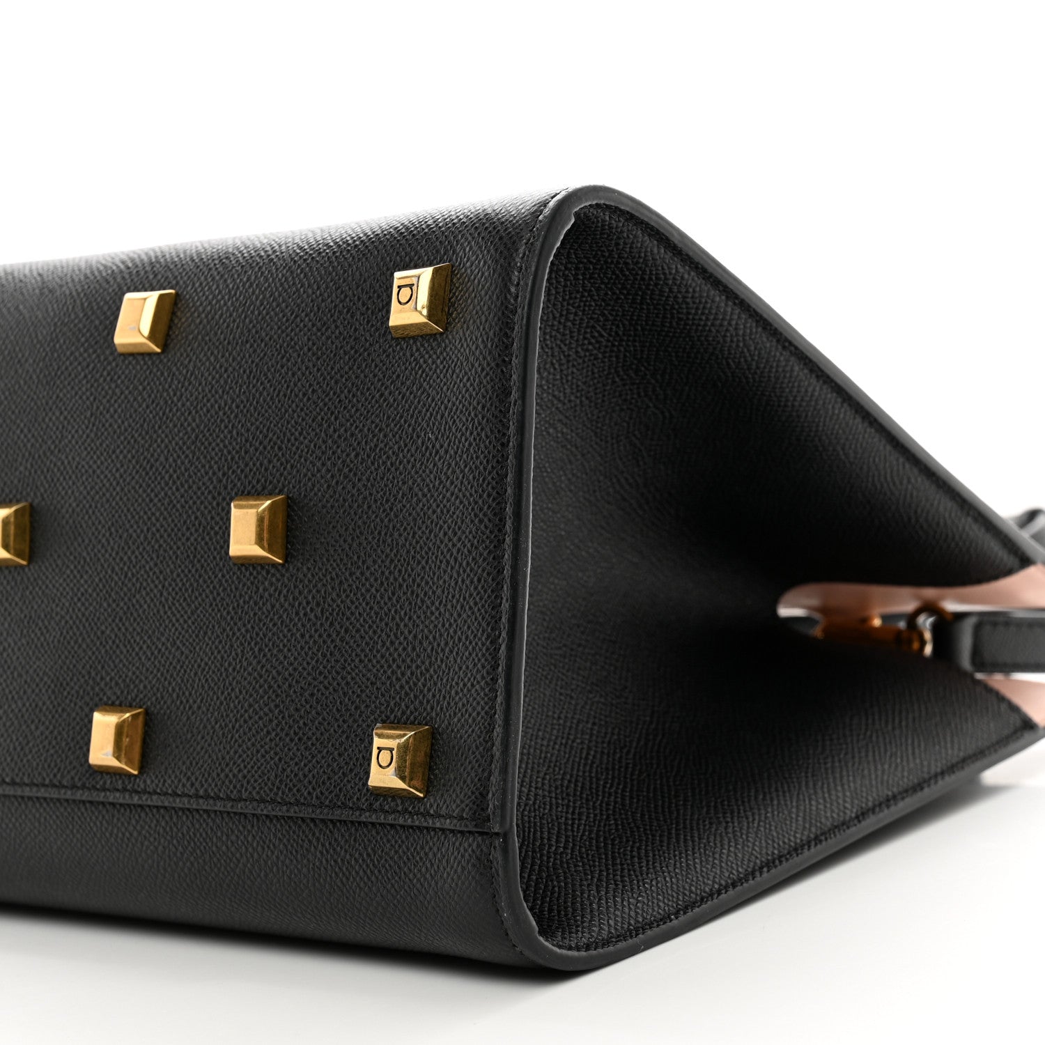 Salvatore Ferragamo Hammered Calfskin The Studio Box Bag Black 11 of 11