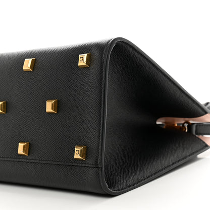 Salvatore Ferragamo Hammered Calfskin The Studio Box Bag Black 11 of 11