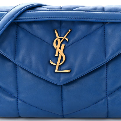 Saint Laurent Lambskin Quilted Small Loulou Puffer Monogram Chain Satchel Majorele Blue 8 of 11