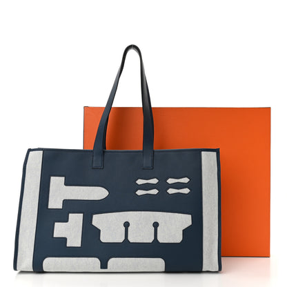 Hermes Swift Toile Petit H Decoupe Skeleton Tote GM Ecru Navy 12 of 12