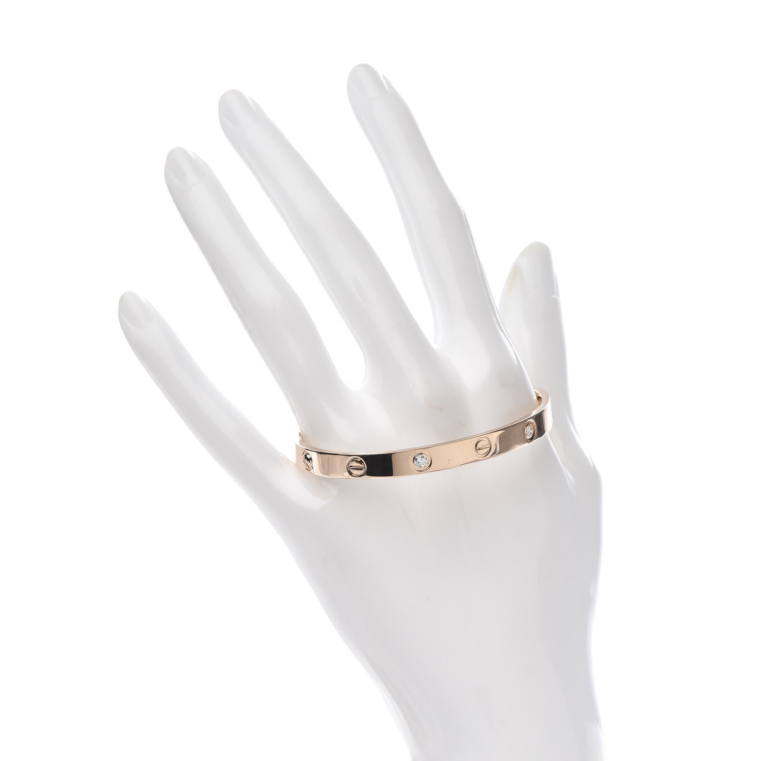Cartier 18K Pink Gold 4 Diamond LOVE Bracelet 17 2 of 6