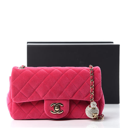 Chanel Velvet Quilted Mini Rectangular Pearl Crush Flap Pink 11 of 11