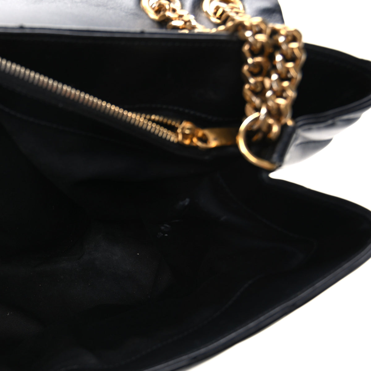 Calfskin Y Quilted Monogram Large Loulou Chain Satchel Black