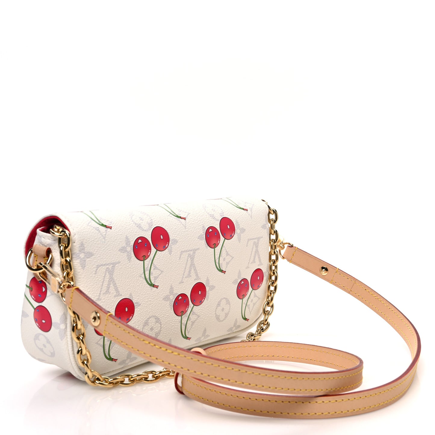 LV X TM Monogram Cerises Ivy Wallet On Chain White