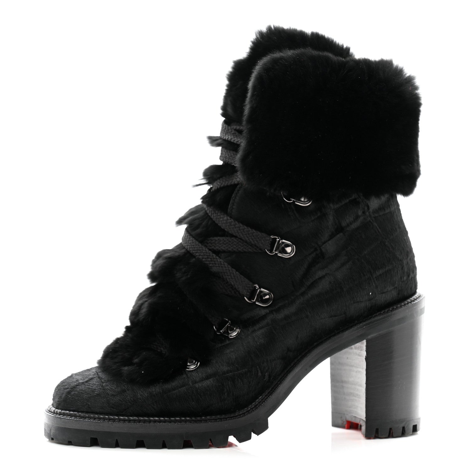 Christian Louboutin Fox Fur Fanny 70 Ankle Boots 38 Black 1 of 9