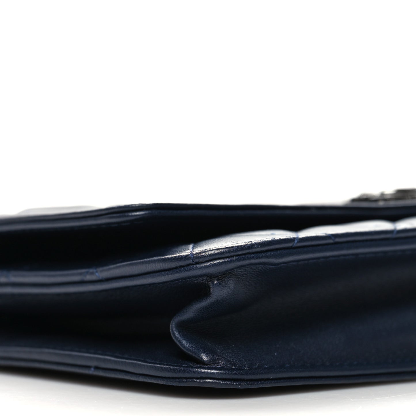Lambskin Quilted Boy Wallet On Chain WOC Navy Blue