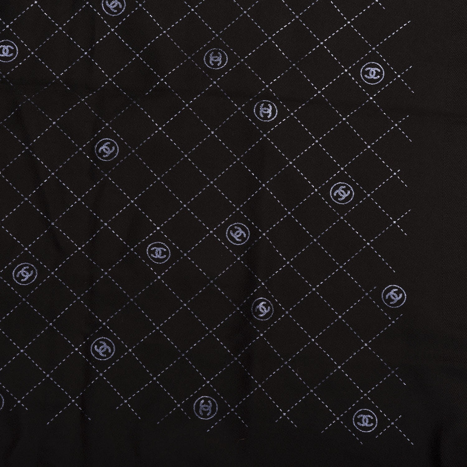 Chanel Wool Quilt Print Stole Black 4 of 5