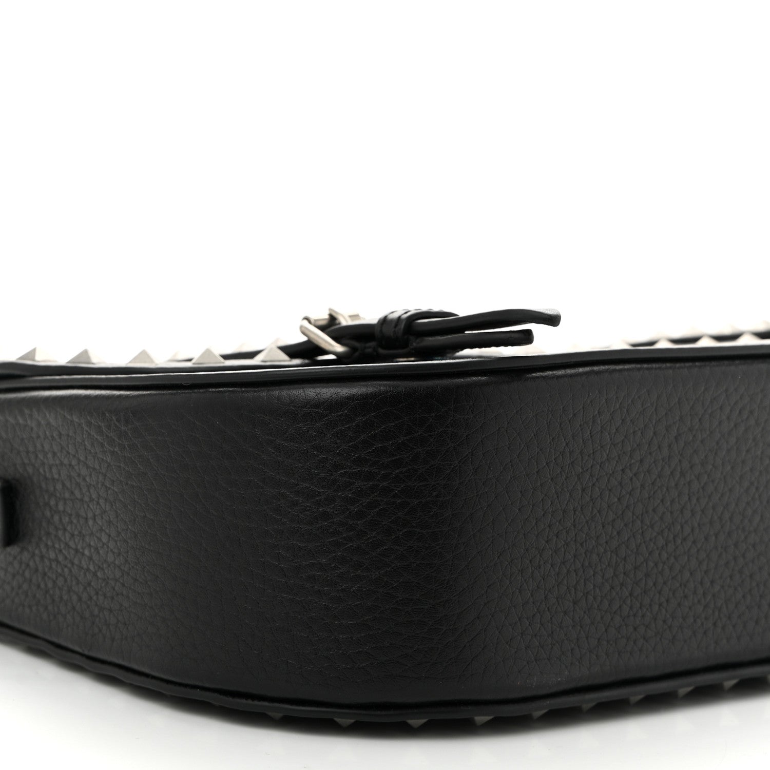 Valentino Garavani Pebbled Calfskin Large Rockstud Messenger Black 8 of 9