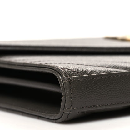 Saint Laurent Grain De Poudre Matelasse Chevron Monogram Chain Wallet Oyster Grey 8 of 9