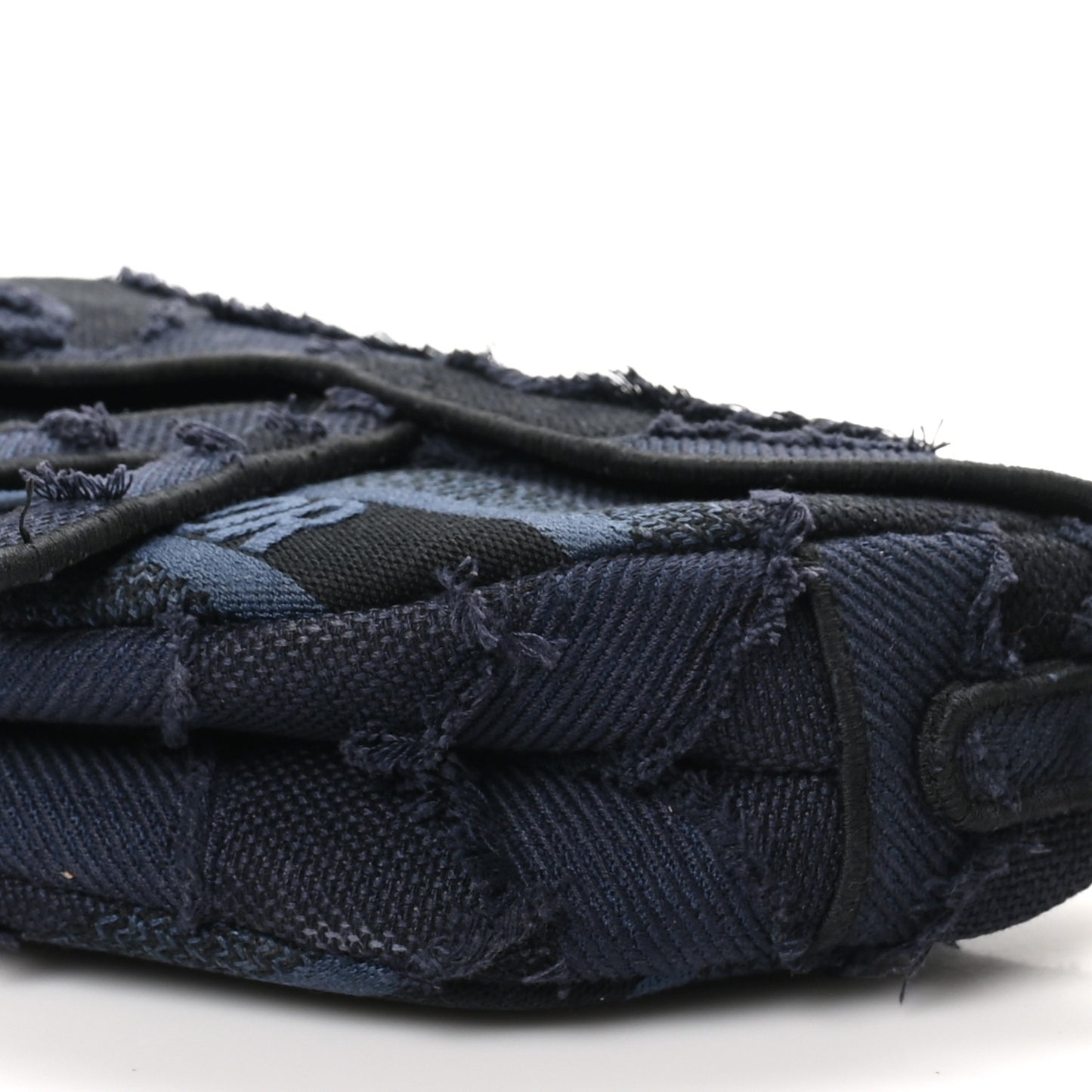 Canvas Embroidered Camouflage Saddle Bag Blue