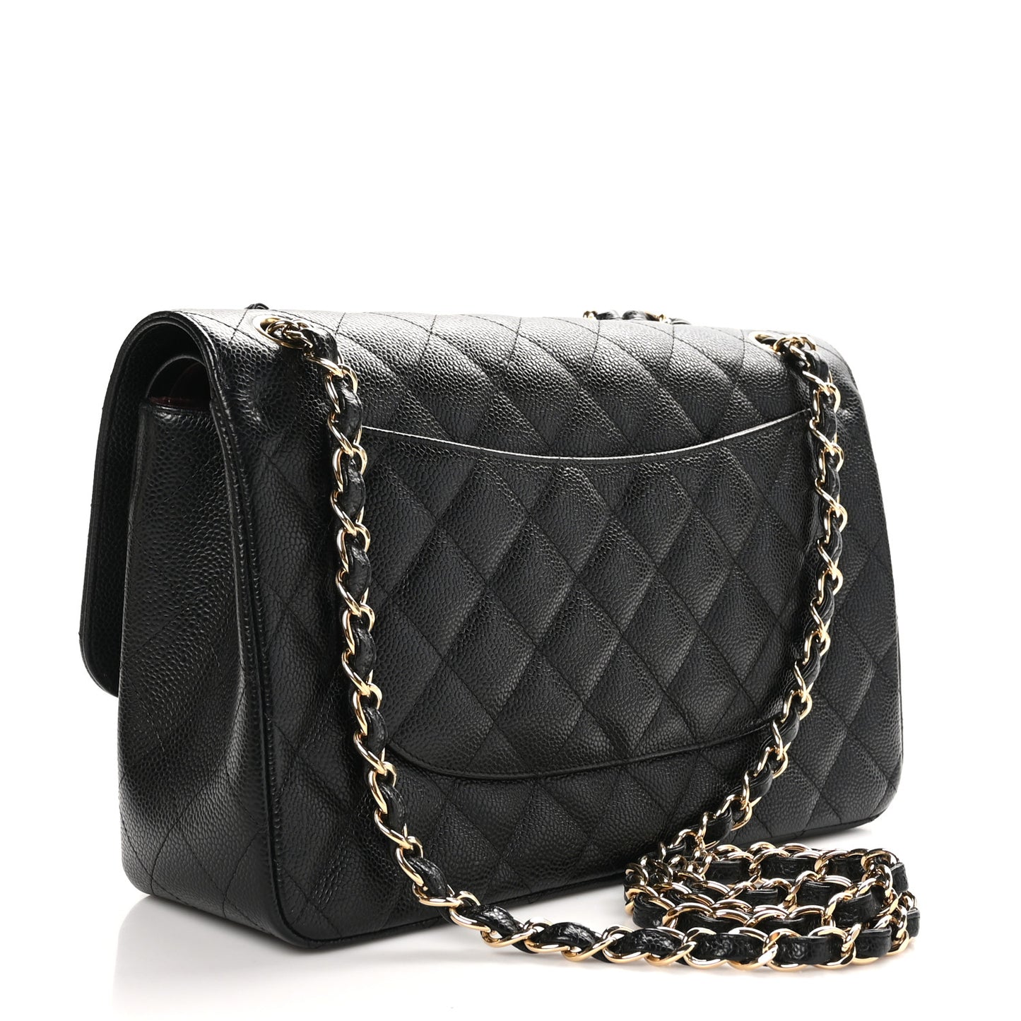 Caviar Quilted Jumbo Double Flap Black