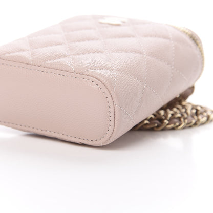 Chanel Caviar Quilted Small Vertical Coco Beauty Vanity Case With Chain Light Pink 10 of 11