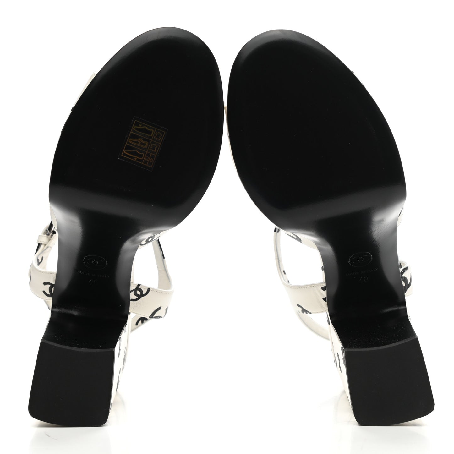 Printed Lambskin Coco Beach Platform Sandals 40 White Black