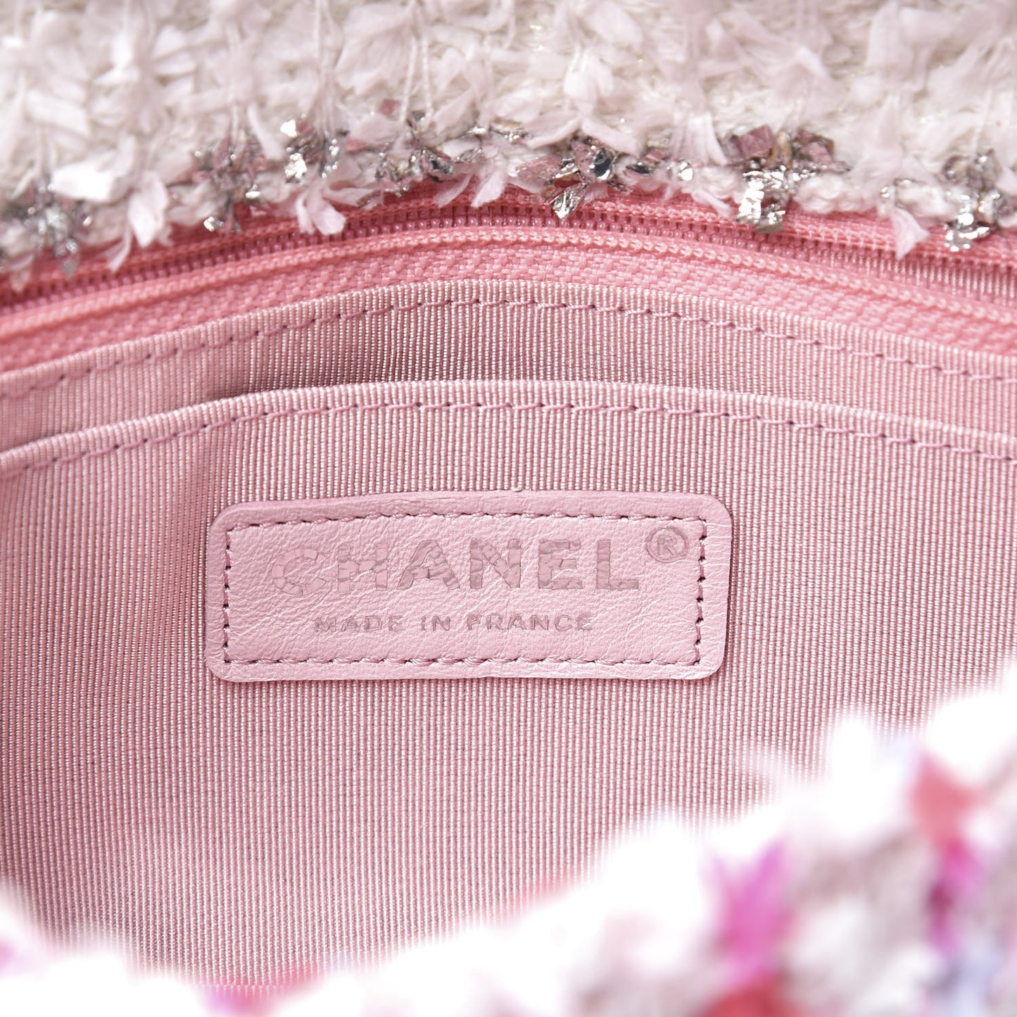 Tweed Quilted Mini Rectangular Flap Light Pink Silver Blue