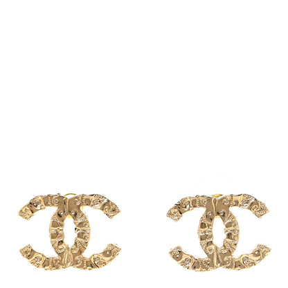 Chanel Metal Textured CC Earrings Gold 1 of 4